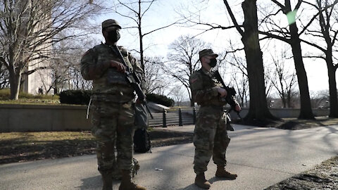 New York National Guard Soldiers stand guard over U.S. Capitol