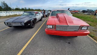 68 Chevy Camaro Vs. 79 Chevy Malibu 1/4 Mile Drag Race !