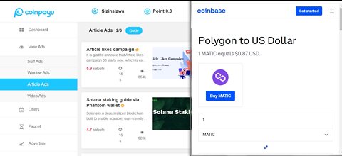 How To Get Free Polygon MATIC Cryptocurrency Watching Article Ads At Coinpayu & Instant Withdraw