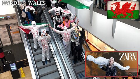 Pro-Palestinian protesters living St. Devids shopping Center, Cardiff