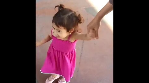 Cute baby girl plays with water at SM in the Philippines with her gramma and mommy