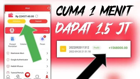 DALAM 1 MENIT CUAN 1,5 JT | WEBSITE PENGHASIL UANG TERBARU 2022