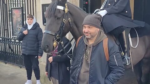 Various reactions to the Horse touching the Reins and a bite #horseguardsparade