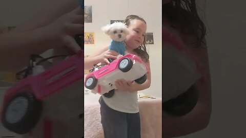 Funny Dog In The Barbie Car... Well, Sort Of...