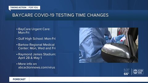 BayCare's 3 drive-thru testing sites will now open earlier
