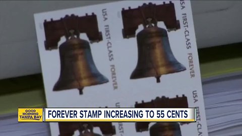 Forever stamp increasing to 55 cents