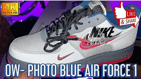 $140! Pick Up: Air Force 1 “OW Photo Blue/Wht/Red 🔥