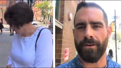 Democrat state rep Brian Sims harasses old lady outside abortion clinic