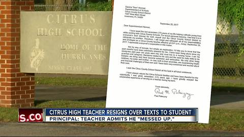 A Citrus High School teacher leaves after allegations he sent sexual texts to a student