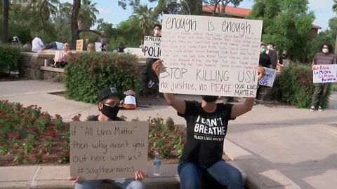 Protesters gather in front of Old Main to support Black Lives Matter