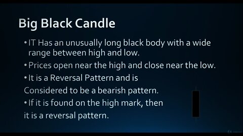 Candlestick Simple Pattern Big Black Candle for Trading