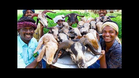 KING of GOAT HEAD CURRY | Goat Heat Recipe Cooking in Village by Villagers | Tasty Village Food