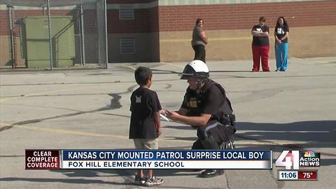 KCPD mounted patrol surprises boy at school