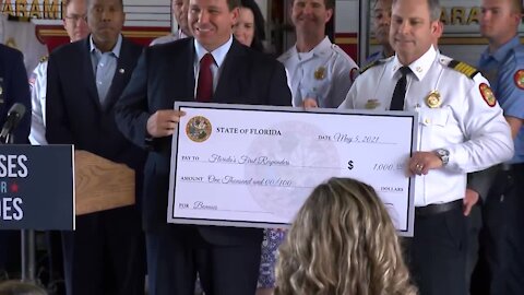 Gov. DeSantis announces first responder bonuses during stop in Temple Terrace