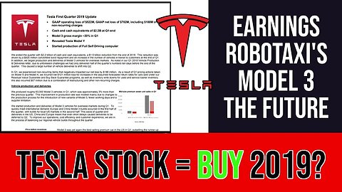 Tesla Stock Earnings, Autonomous Driving & More Big News! - Time To Buy (2019)?