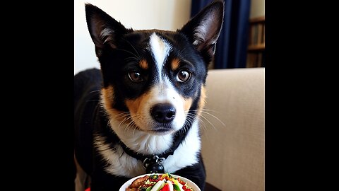 AI art: dog eyeing food