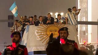 WORLD CUP CHAMPIONS Argentina in Doha open-top bus parade