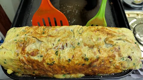 60 Eggs! Giant Egg Roll Omlet.Koean Street Food.