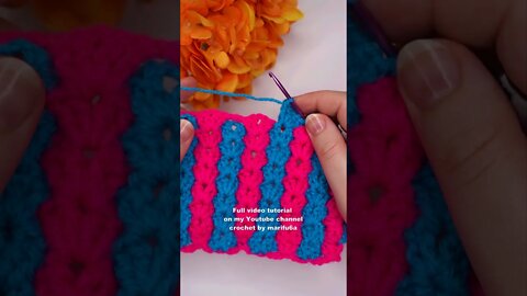 How to crochet two color stripes stitch simple short tutorial