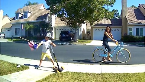 Kid Stops and Takes American Flag Out of a Yard and Throws It Down With Disrespect - 2348