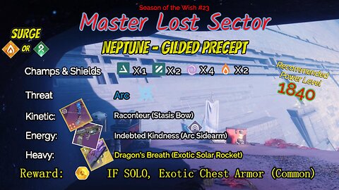 Destiny 2 Master Lost Sector: Neptune - Gilded Precept on my Stasis Warlock 1-18-24