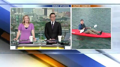 Just keep paddling! Jeff Slawson is out on the water at the Outer Harbor