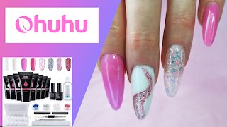 Ohuhu Pink Polygel Kit Review | Easy Design |