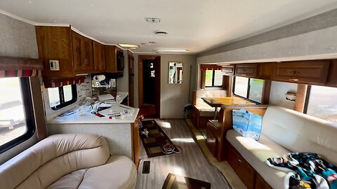 RV Renovation on a budget Before and After Kitchen and Bathroom 1996 Dutch star