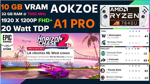 UW/MSU, CU/CSU & FSU/BC, DODGERS CLINCH QUICK REACTION & HORIZON CHASE 2 running on AOKZOE A1 Pro