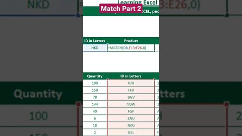 Match Function Part 2 #excel #تعليم #microsoft #اكسل #microsoftexcel #office #data #datascience