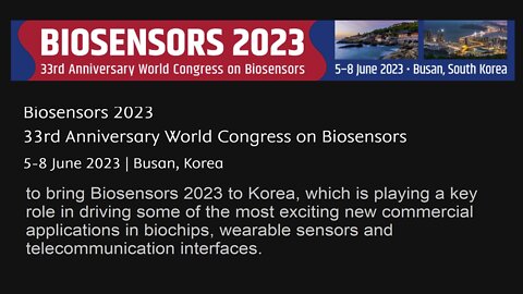 BIOSENSORS WORLD CONGRESS CONFERENCE 2023 (Physical Prision Setup?)