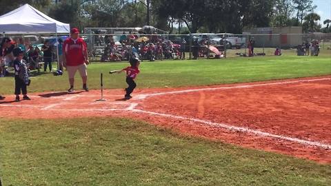 Tot Boy Makes His Own T-Ball Rules