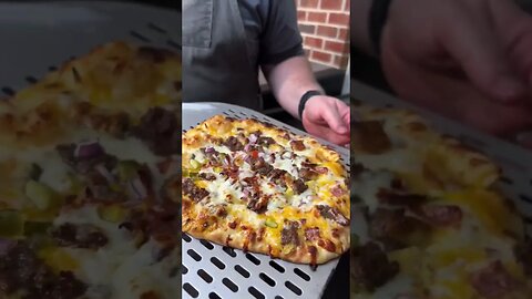 Cheeseburger Pizza in the Blackstone Pizza Oven