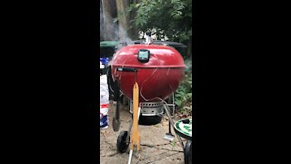 Weber smoking pork