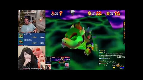 Emiru's Reaction to Mizkif Raging After Beating him in SM64