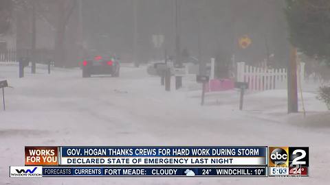 Governor Larry Hogan urges residents to stay off the roads