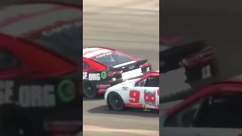 Chase Elliott and Denny Hamlin double team Ross Chastain #nascar #shorts #racing