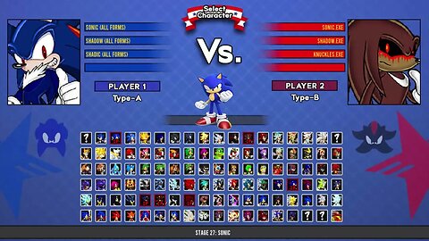 Sonic all forms & Shadow all forms & Shadic all forms VS Sonic exe & Shadow exe I SonicBattleMUGENHD