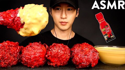 ASMR CHEESY NUCLEAR FIRE FRIED CHICKEN MUKBANG (No Talking) COOKING & EATING SOUNDS Zach Choi ASM