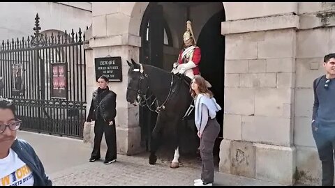 Tourist scared of horse #horseguardsparade