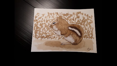 Chipmunk Painted with Walnut Ink