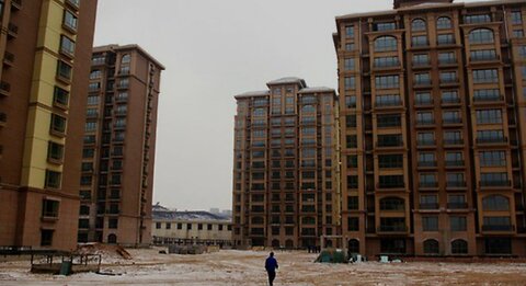 Flying over a GHOST CITY in Ordos, China