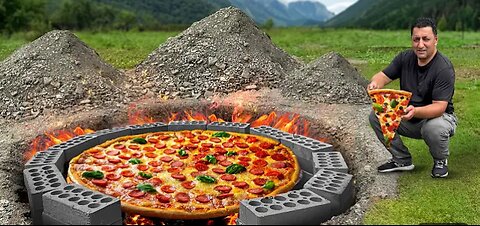 I Cooked a Huge Pizza Underground in the Wild Mountains