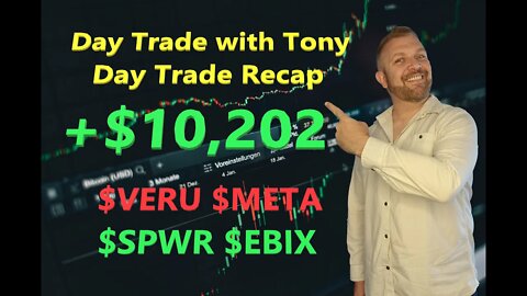 Day Trade With Tony Day Trade Recap +$10k $META $EBIX $SPWR $VERU