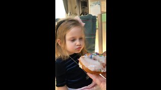 Dassie eating a donut