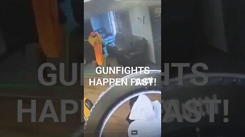 GUNFIGHTS HAPPEN FAST!Very smoothly the guy in the chair anticipates and respond.