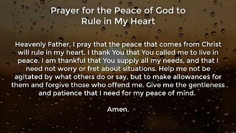 Prayer for the Peace of God to Rule in My Heart (Prayer for Peace of Mind)