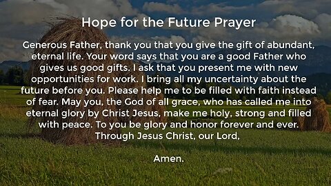 Hope for the Future Prayer (Prayer for a New Job Opportunity)