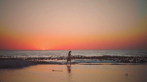 relaxing walk on the beach