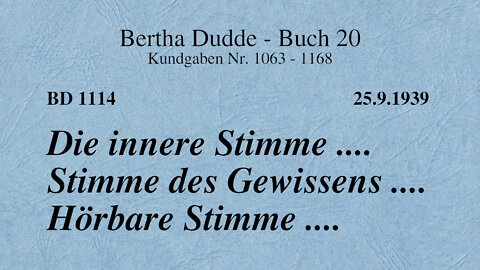 BD 1114 - DIE INNERE STIMME .... STIMME DES GEWISSENS .... HÖRBARE STIMME ....